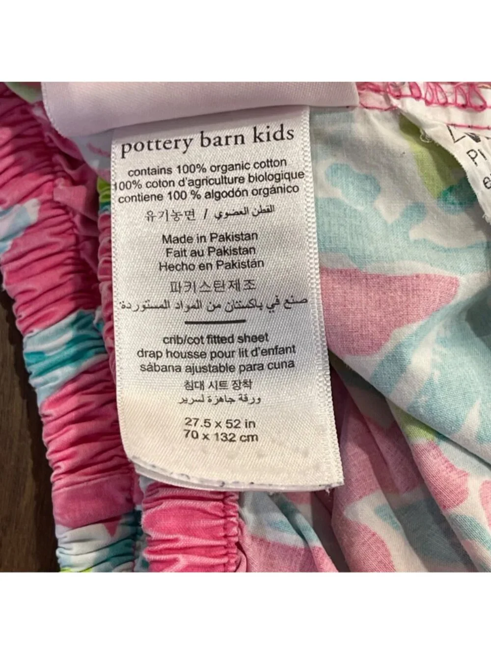 Lilly Pulitzer Pottery Barn Kids Organic Cotton Crib Fitted Sheet Pink Lemonade